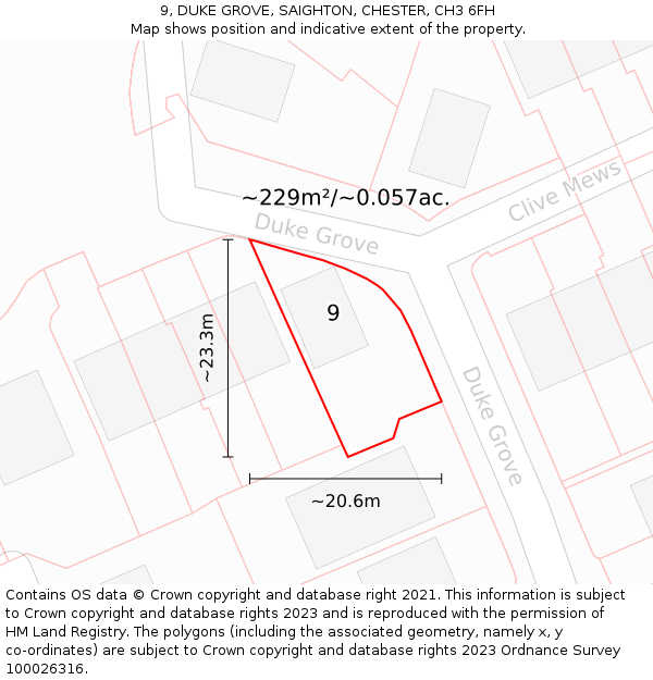 9, DUKE GROVE, SAIGHTON, CHESTER, CH3 6FH: Plot and title map