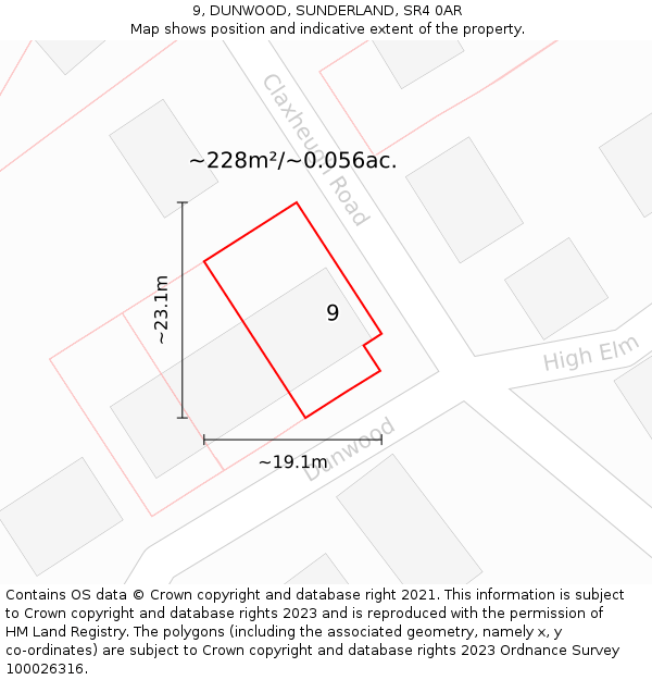 9, DUNWOOD, SUNDERLAND, SR4 0AR: Plot and title map