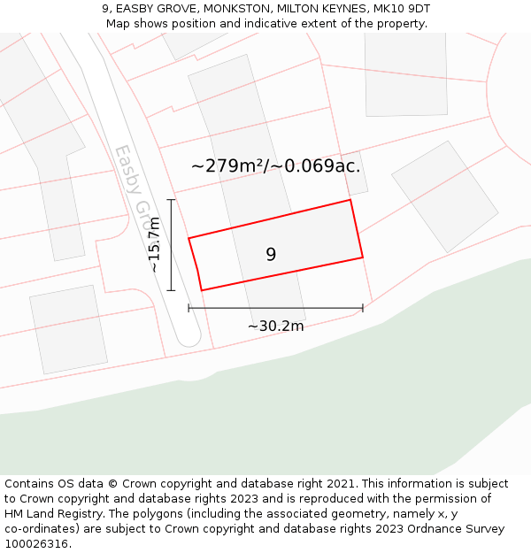 9, EASBY GROVE, MONKSTON, MILTON KEYNES, MK10 9DT: Plot and title map