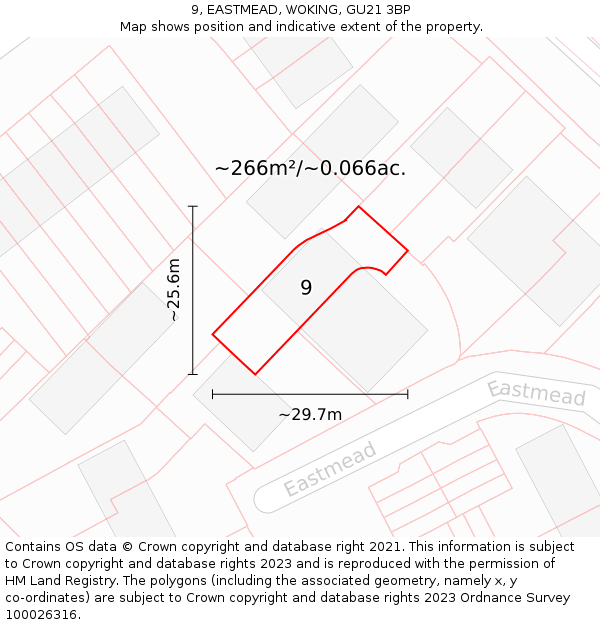 9, EASTMEAD, WOKING, GU21 3BP: Plot and title map