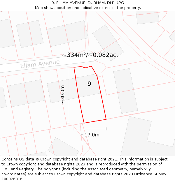 9, ELLAM AVENUE, DURHAM, DH1 4PG: Plot and title map