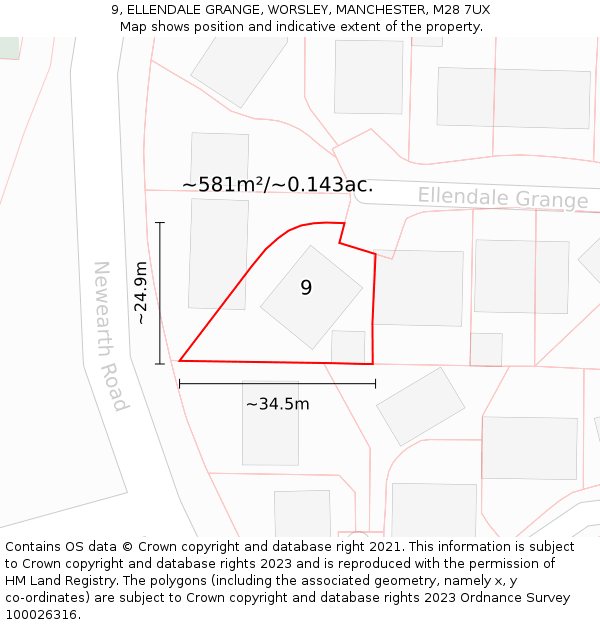9, ELLENDALE GRANGE, WORSLEY, MANCHESTER, M28 7UX: Plot and title map
