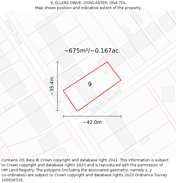 9, ELLERS DRIVE, DONCASTER, DN4 7DL: Plot and title map