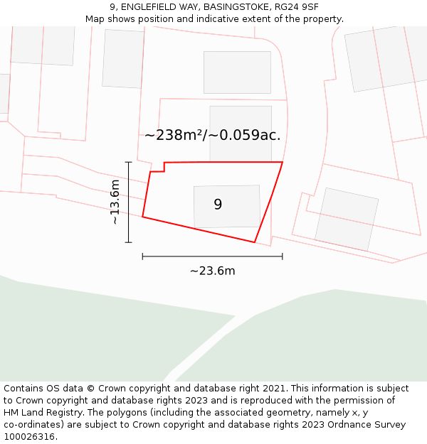 9, ENGLEFIELD WAY, BASINGSTOKE, RG24 9SF: Plot and title map