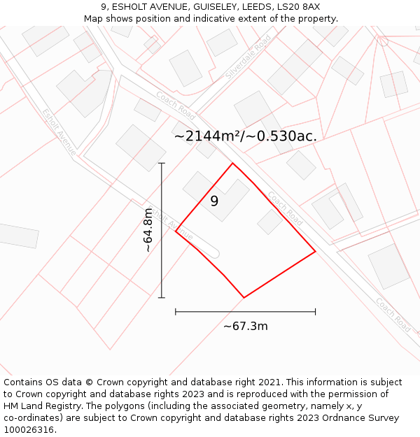 9, ESHOLT AVENUE, GUISELEY, LEEDS, LS20 8AX: Plot and title map