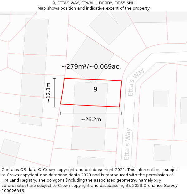 9, ETTAS WAY, ETWALL, DERBY, DE65 6NH: Plot and title map