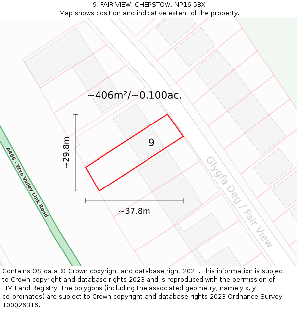 9, FAIR VIEW, CHEPSTOW, NP16 5BX: Plot and title map