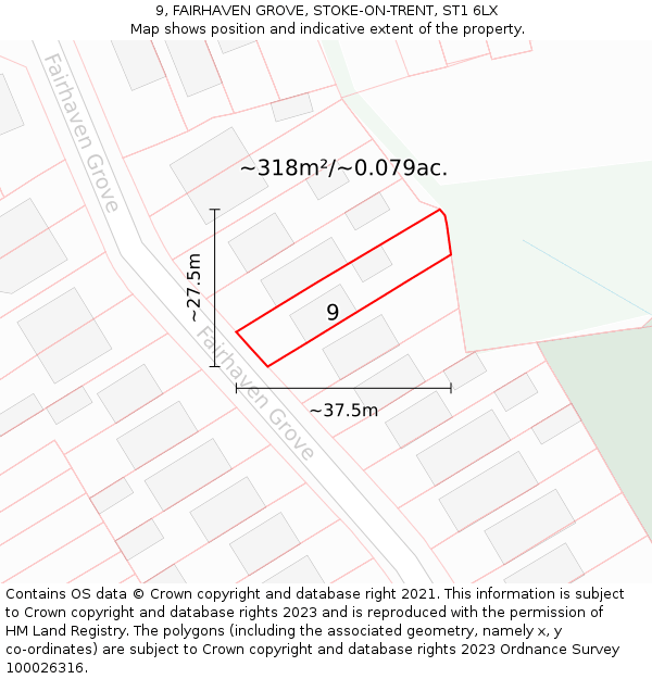 9, FAIRHAVEN GROVE, STOKE-ON-TRENT, ST1 6LX: Plot and title map