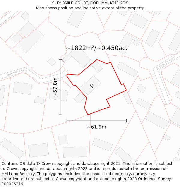 9, FAIRMILE COURT, COBHAM, KT11 2DS: Plot and title map