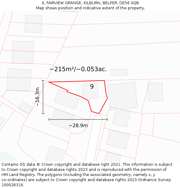 9, FAIRVIEW GRANGE, KILBURN, BELPER, DE56 0QB: Plot and title map