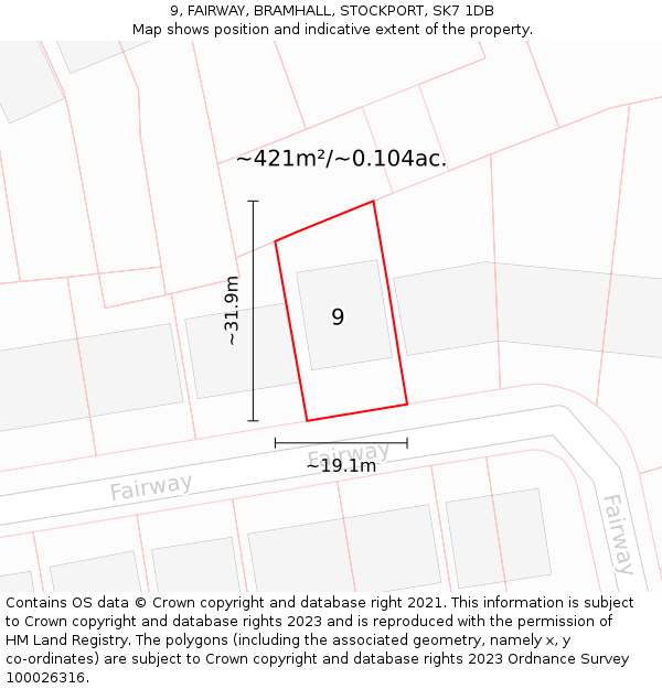 9, FAIRWAY, BRAMHALL, STOCKPORT, SK7 1DB: Plot and title map