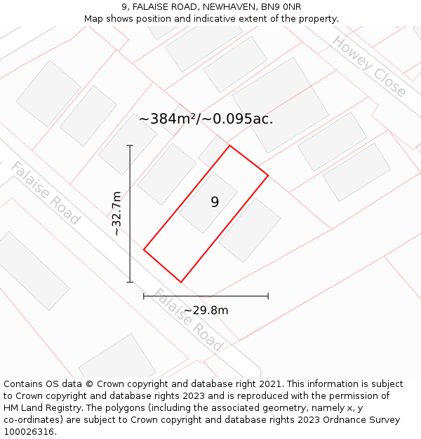 9, FALAISE ROAD, NEWHAVEN, BN9 0NR: Plot and title map