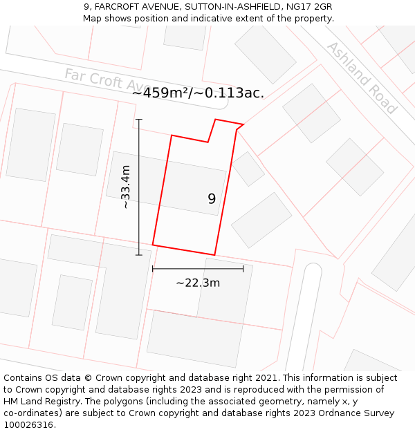 9, FARCROFT AVENUE, SUTTON-IN-ASHFIELD, NG17 2GR: Plot and title map