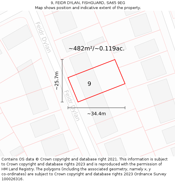 9, FEIDR DYLAN, FISHGUARD, SA65 9EG: Plot and title map