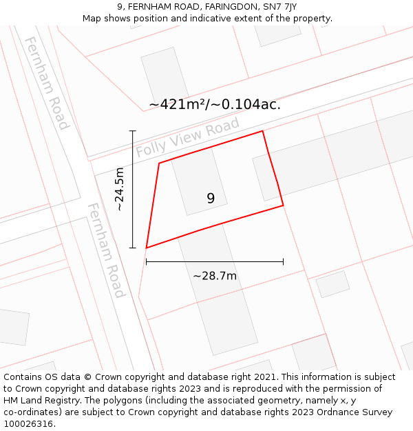 9, FERNHAM ROAD, FARINGDON, SN7 7JY: Plot and title map