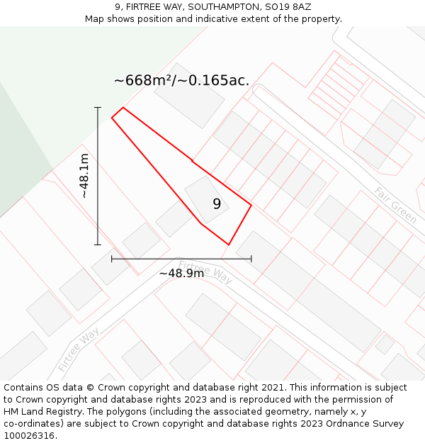 9, FIRTREE WAY, SOUTHAMPTON, SO19 8AZ: Plot and title map