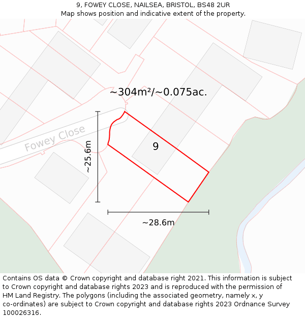 9, FOWEY CLOSE, NAILSEA, BRISTOL, BS48 2UR: Plot and title map