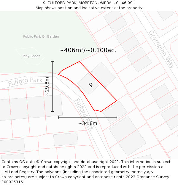 9, FULFORD PARK, MORETON, WIRRAL, CH46 0SH: Plot and title map