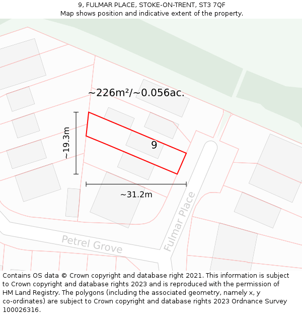 9, FULMAR PLACE, STOKE-ON-TRENT, ST3 7QF: Plot and title map