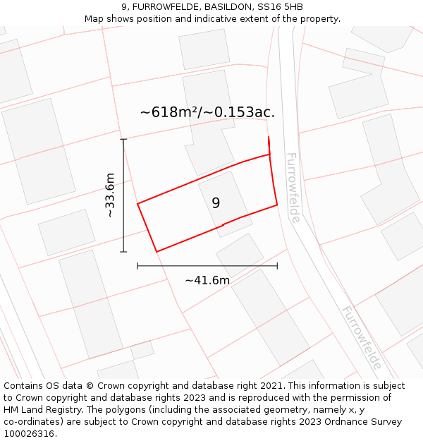 9, FURROWFELDE, BASILDON, SS16 5HB: Plot and title map