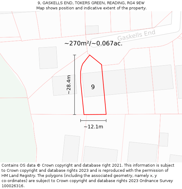 9, GASKELLS END, TOKERS GREEN, READING, RG4 9EW: Plot and title map