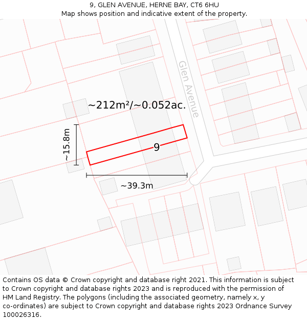 9, GLEN AVENUE, HERNE BAY, CT6 6HU: Plot and title map