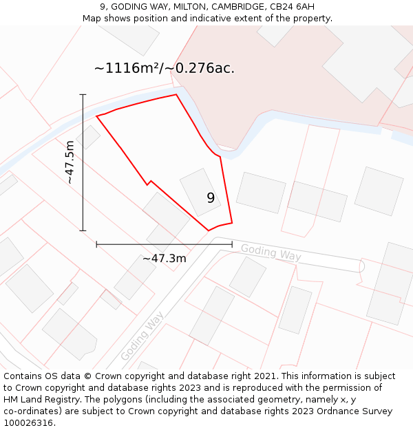 9, GODING WAY, MILTON, CAMBRIDGE, CB24 6AH: Plot and title map