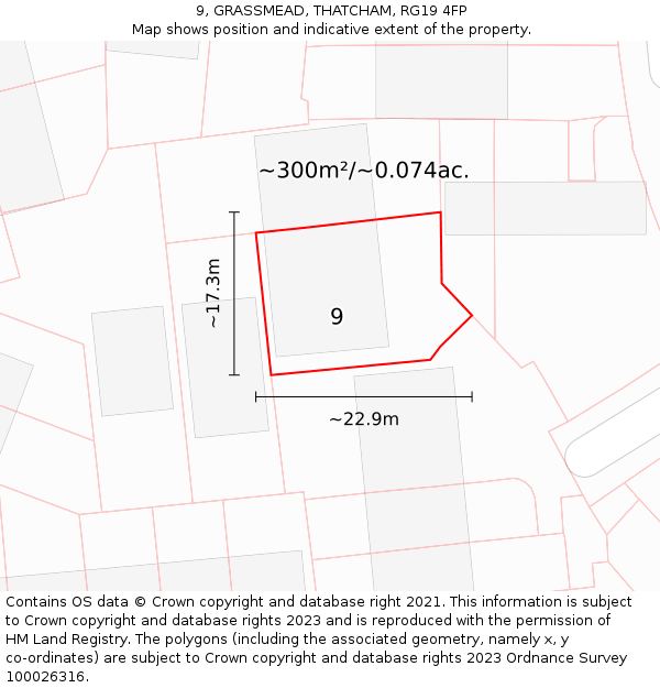 9, GRASSMEAD, THATCHAM, RG19 4FP: Plot and title map