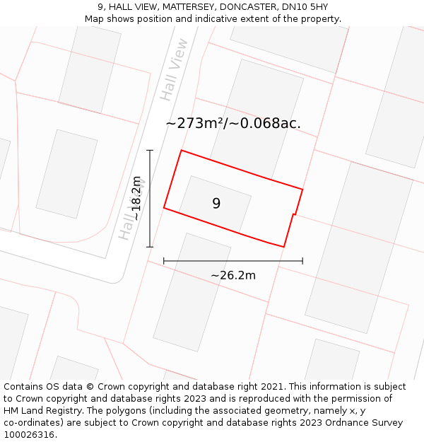 9, HALL VIEW, MATTERSEY, DONCASTER, DN10 5HY: Plot and title map