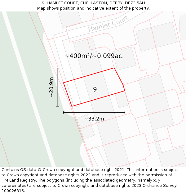 9, HAMLET COURT, CHELLASTON, DERBY, DE73 5AH: Plot and title map