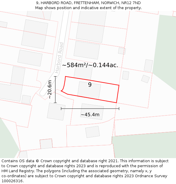 9, HARBORD ROAD, FRETTENHAM, NORWICH, NR12 7ND: Plot and title map