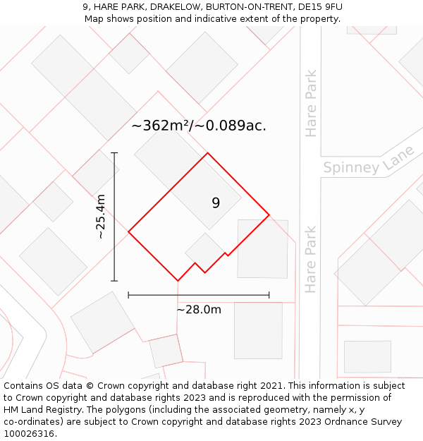 9, HARE PARK, DRAKELOW, BURTON-ON-TRENT, DE15 9FU: Plot and title map