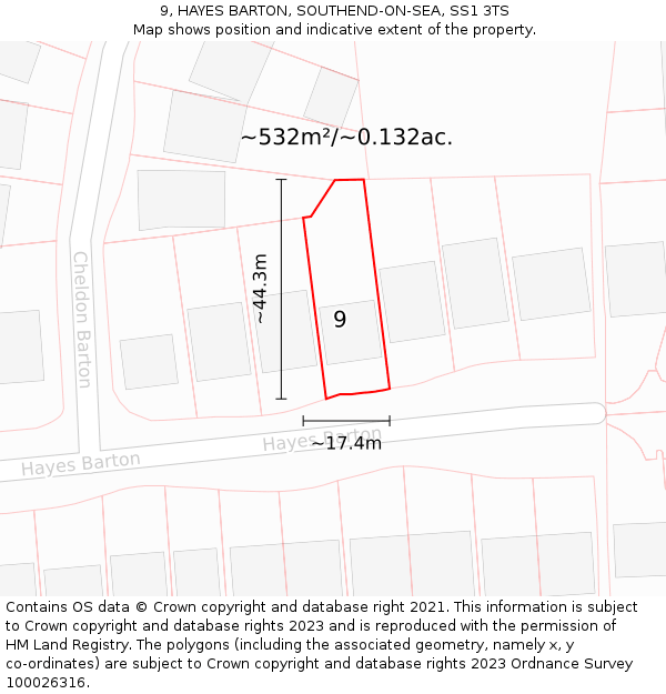 9, HAYES BARTON, SOUTHEND-ON-SEA, SS1 3TS: Plot and title map