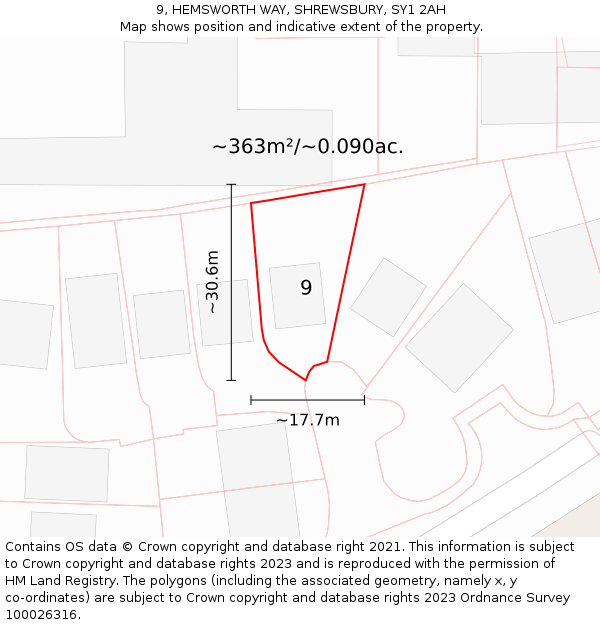 9, HEMSWORTH WAY, SHREWSBURY, SY1 2AH: Plot and title map