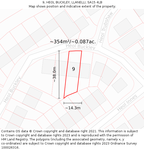 9, HEOL BUCKLEY, LLANELLI, SA15 4LB: Plot and title map