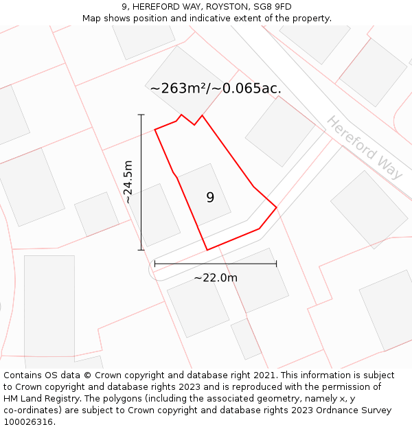 9, HEREFORD WAY, ROYSTON, SG8 9FD: Plot and title map