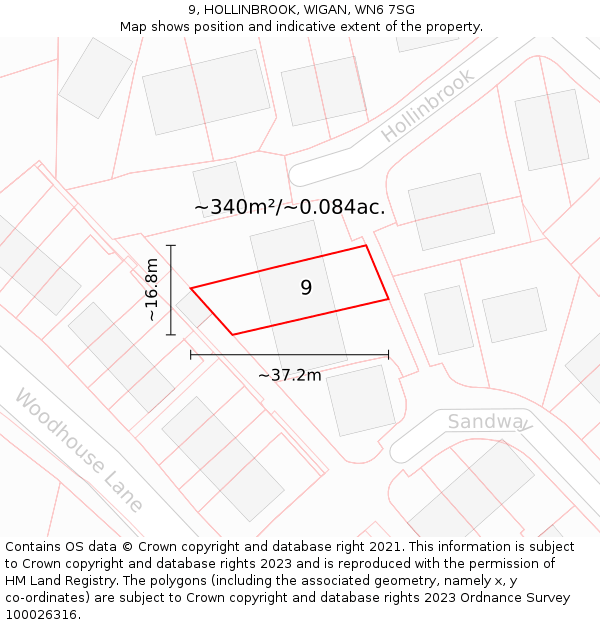 9, HOLLINBROOK, WIGAN, WN6 7SG: Plot and title map