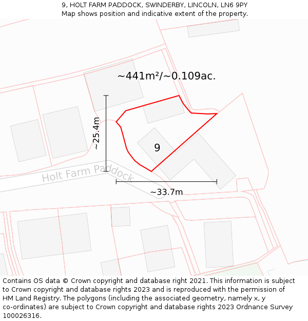 9, HOLT FARM PADDOCK, SWINDERBY, LINCOLN, LN6 9PY: Plot and title map