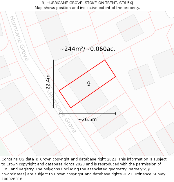 9, HURRICANE GROVE, STOKE-ON-TRENT, ST6 5XJ: Plot and title map