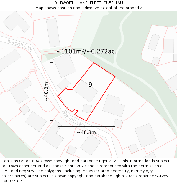 9, IBWORTH LANE, FLEET, GU51 1AU: Plot and title map