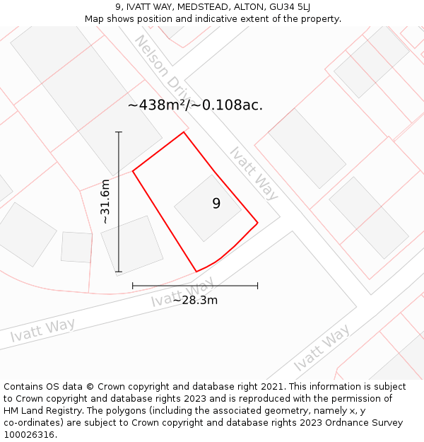 9, IVATT WAY, MEDSTEAD, ALTON, GU34 5LJ: Plot and title map