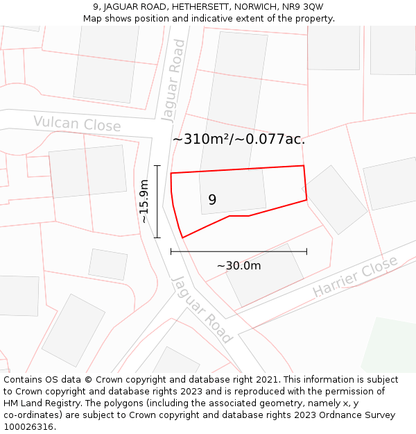 9, JAGUAR ROAD, HETHERSETT, NORWICH, NR9 3QW: Plot and title map