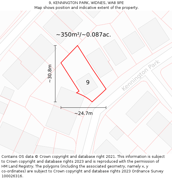 9, KENNINGTON PARK, WIDNES, WA8 9PE: Plot and title map