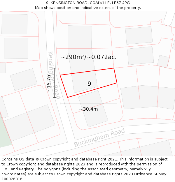 9, KENSINGTON ROAD, COALVILLE, LE67 4PG: Plot and title map
