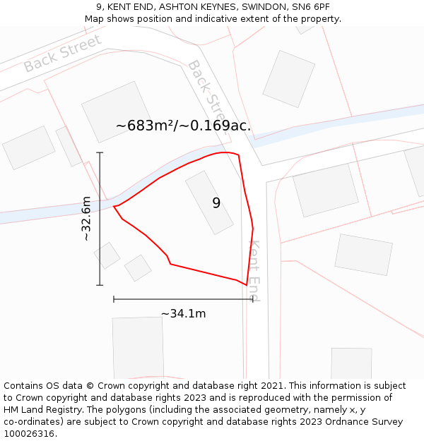 9, KENT END, ASHTON KEYNES, SWINDON, SN6 6PF: Plot and title map