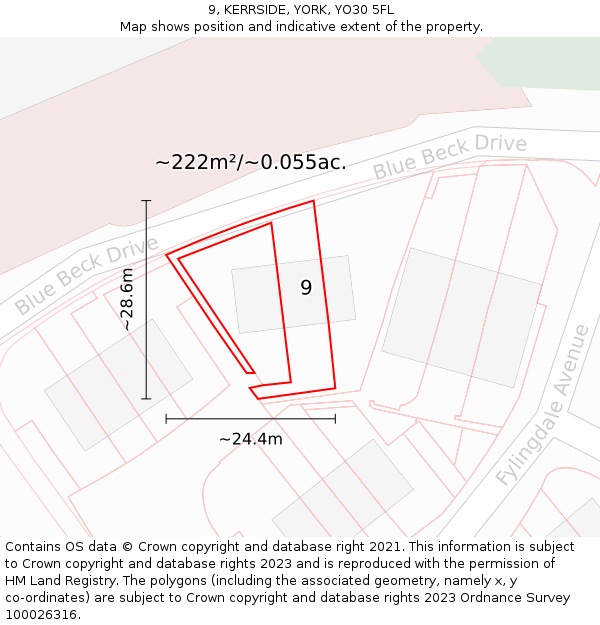 9, KERRSIDE, YORK, YO30 5FL: Plot and title map