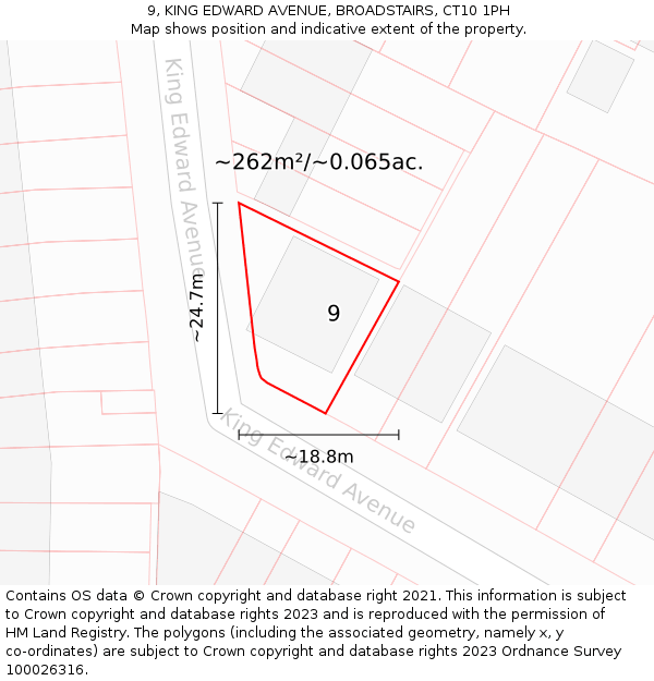 9, KING EDWARD AVENUE, BROADSTAIRS, CT10 1PH: Plot and title map