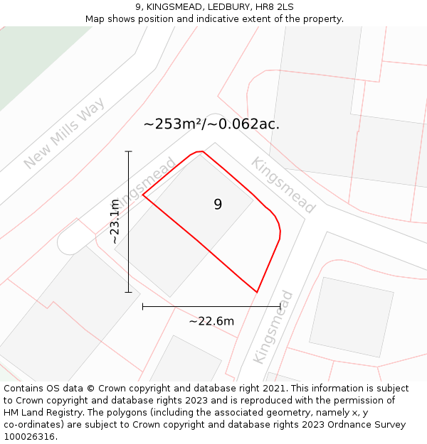 9, KINGSMEAD, LEDBURY, HR8 2LS: Plot and title map