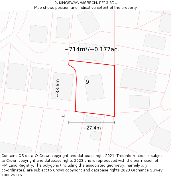 9, KINGSWAY, WISBECH, PE13 3DU: Plot and title map