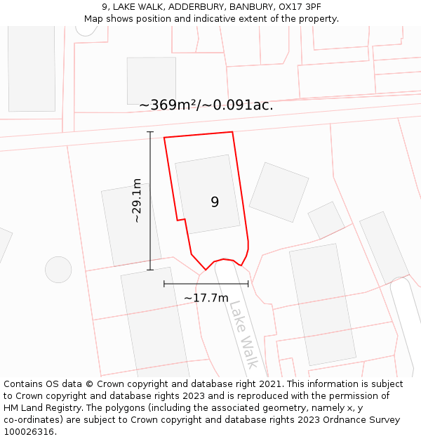 9, LAKE WALK, ADDERBURY, BANBURY, OX17 3PF: Plot and title map